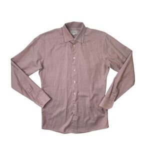 Eton Shirt Mens Large Salmon SLIM Pinstripe Collared Long Sleeve Signature Twill